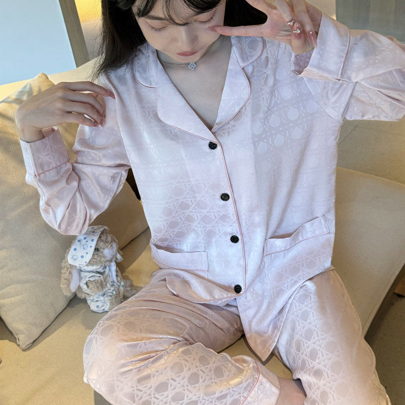 高级感冰雪丝睡衣女春秋季长袖开衫式格纹甜美轻奢宽松家居服套装,女士内衣/男士内衣/家居服,睡衣/家居服套装,淘宝优惠券,粉丝福利购,淘宝优惠卷