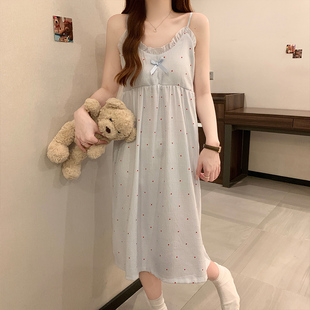 吊带睡裙女款 云朵棉甜美波点公主风带胸垫睡衣家居服 夏季 2025新款