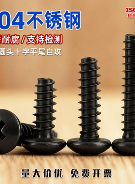 黑色304不锈钢PB圆头十字平尾自攻螺丝钉盘头栓M2M2.3M2.6M3M4CY