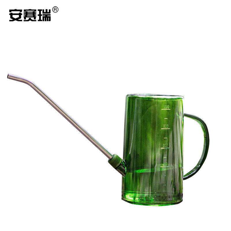 安赛瑞长嘴洒水壶带刻度大容量园艺盆栽喷壶弯嘴浇花工具1L绿色53