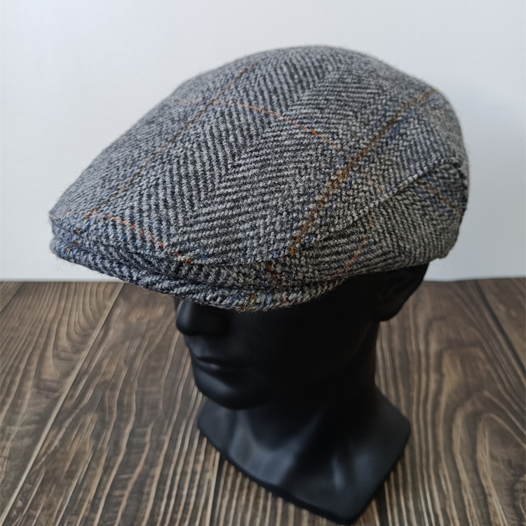 哈里斯经典格纹鸭舌帽子复古百搭