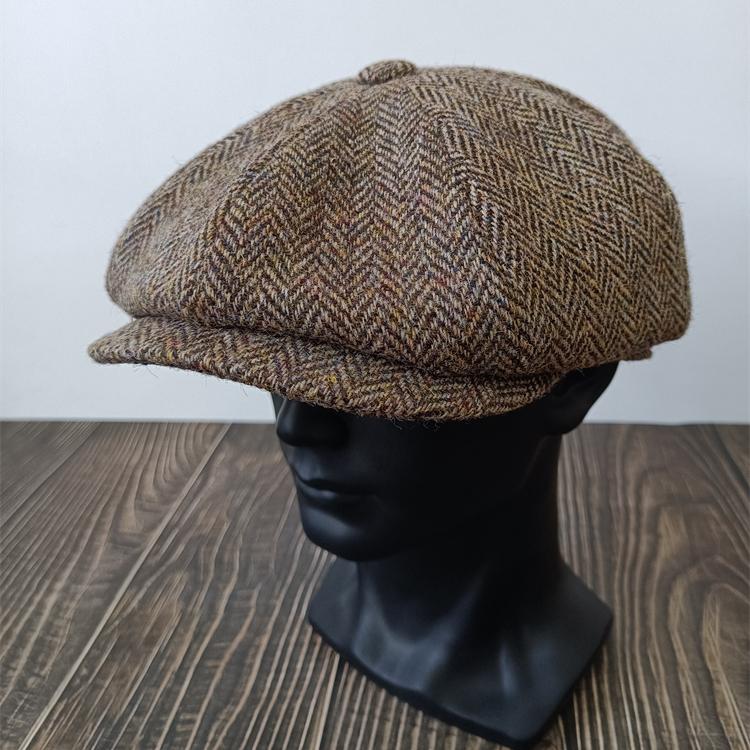 哈里斯羊毛八角报童帽棕色英伦风