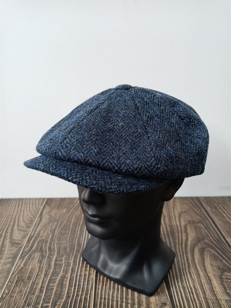 粗花呢条纹报童帽男女春秋帽子复古哈里斯Harris八角帽英伦百搭