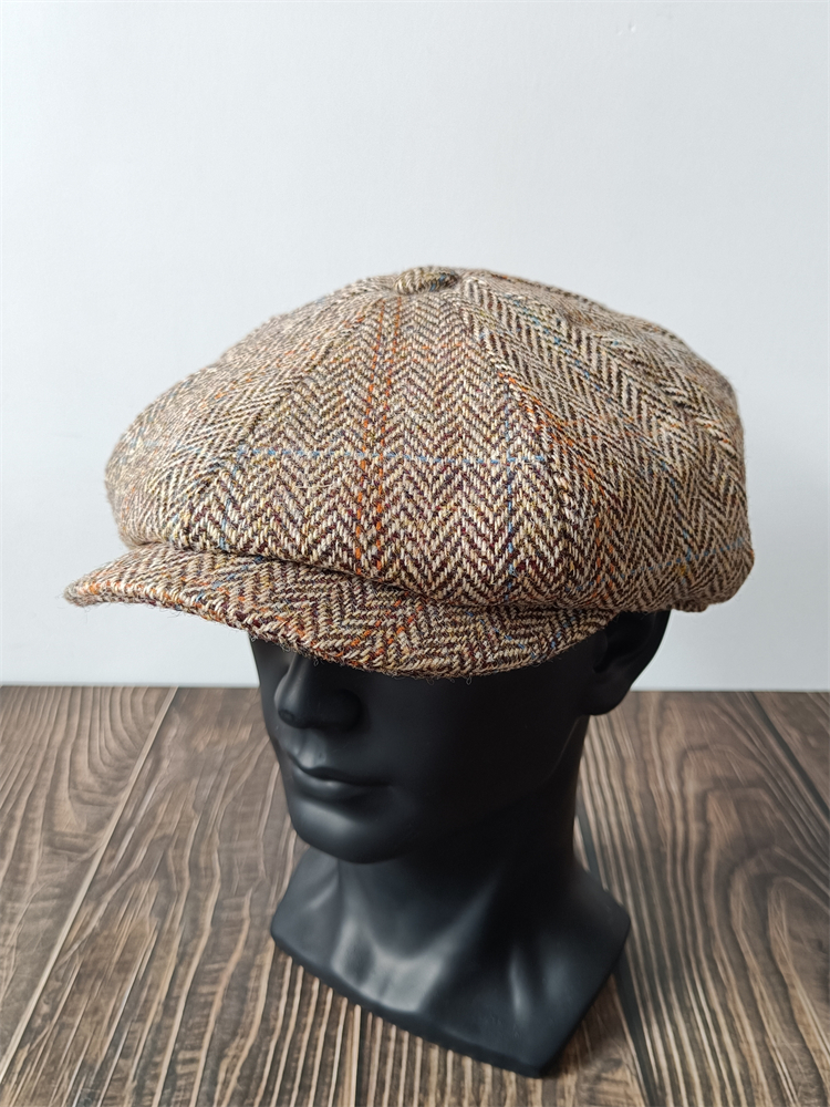 春秋季男女百搭帽子粗花呢八角帽