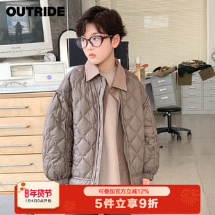 【商场同款】越也男童轻薄羽绒服文艺风菱形格儿童上衣2024新款