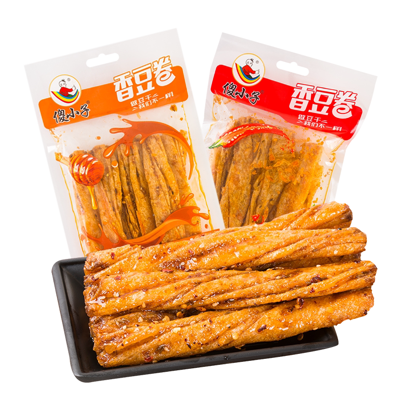 傻小子香豆卷辣片蜜汁烧烤椒香酥辣味辣条零食麻辣儿时回忆香辣片