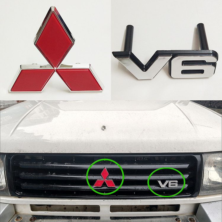 适用于三菱V31中网标V32V33V45猎豹2030奇兵6470黑金刚车标V6标志