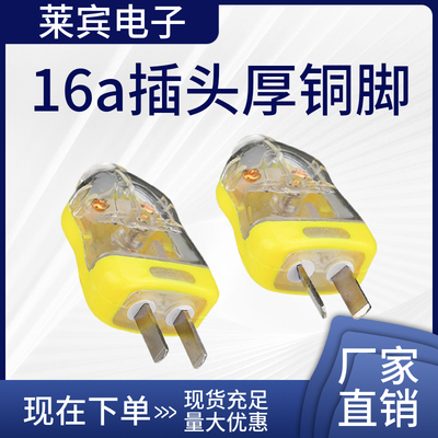 蓝泰94 二脚可拆转动电源插头 2眼两极10A接线板16a插头厚铜脚