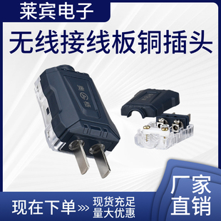 奥格282 黑色两脚可拆转动插座插头10A 家用2眼无线接线板铜插头