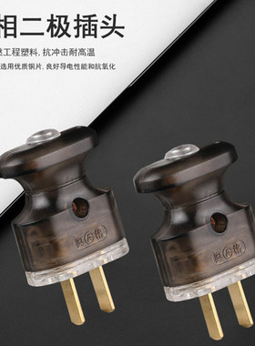 全铜摔不坏 二脚可转换电源插头可拆卸免焊接16A250V家用2芯2极头