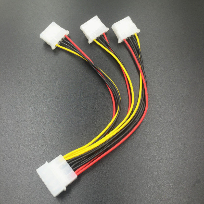 IDE电源一分三 IDE硬盘电源一分二 大4P电源4pin 1公转3母电源线