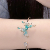 YFEIFEIE新中式 蝴蝶手镯女国潮复古风镯子开口气质小众设计感手环