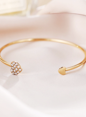 女士爱心开口手镯复古简约幸运8字手链三件套日常佩戴