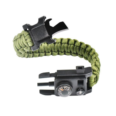 户外装备多功能求生手链指南针温度计开瓶器编织伞绳手环