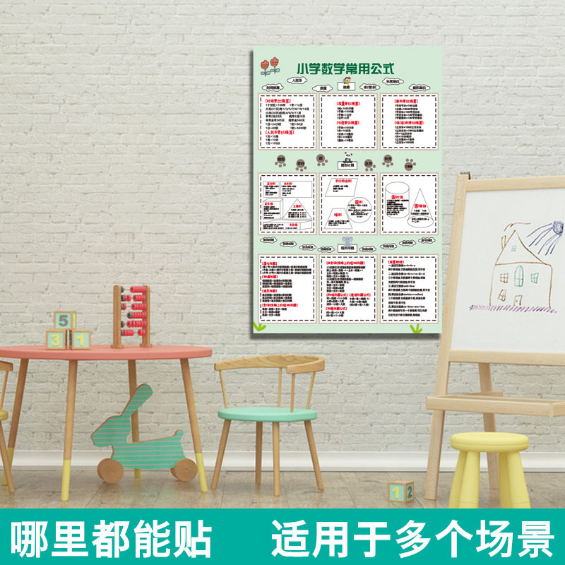 小学数学公式挂图公式大全数学公式定律考点知识汇总玩具挂图认知,玩具/童车/益智/积木/模型,玩具挂图/认知卡,淘宝优惠券,粉丝福利购,淘宝优惠卷