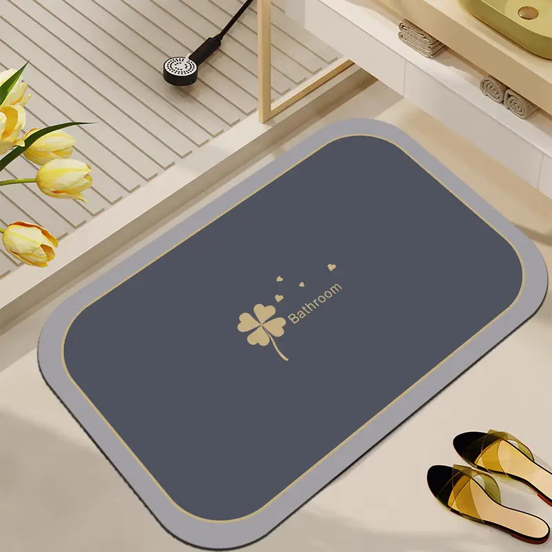 四叶草吸水系列家用简约厕所浴室防滑地垫速干防滑卫生间橡胶门垫