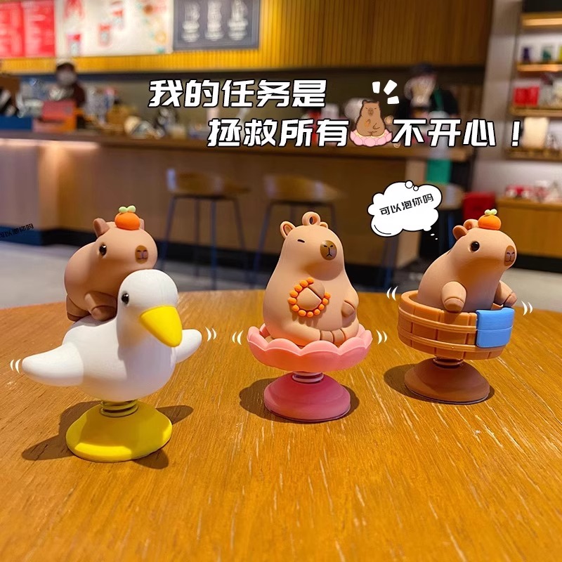 创意可爱卡皮巴拉水豚树脂摆件车载中控台家具桌面装饰