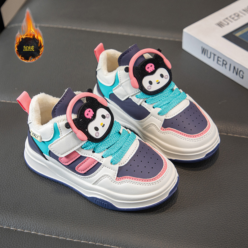 女童加绒板鞋二棉运动鞋儿童时尚加厚休闲鞋2025冬季新款中大童鞋