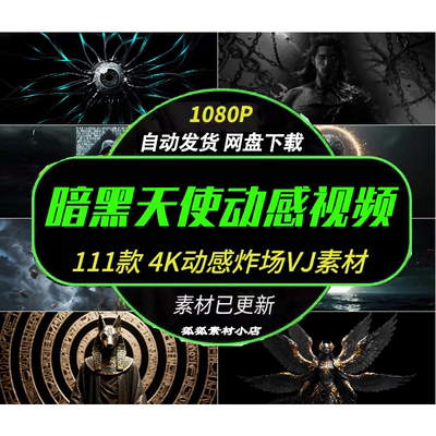 111款mov炫酷暗黑天使 动感节奏炸场酒吧夜店LED大屏视频VJ素材