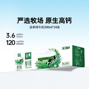 9月 金典旗舰店纯牛奶200ml 24盒伊利牛奶送礼营养早餐MS