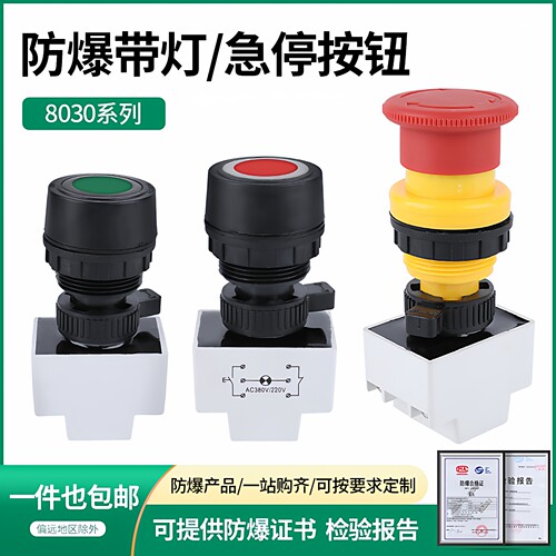 防爆带灯急停防腐不锈钢配电
