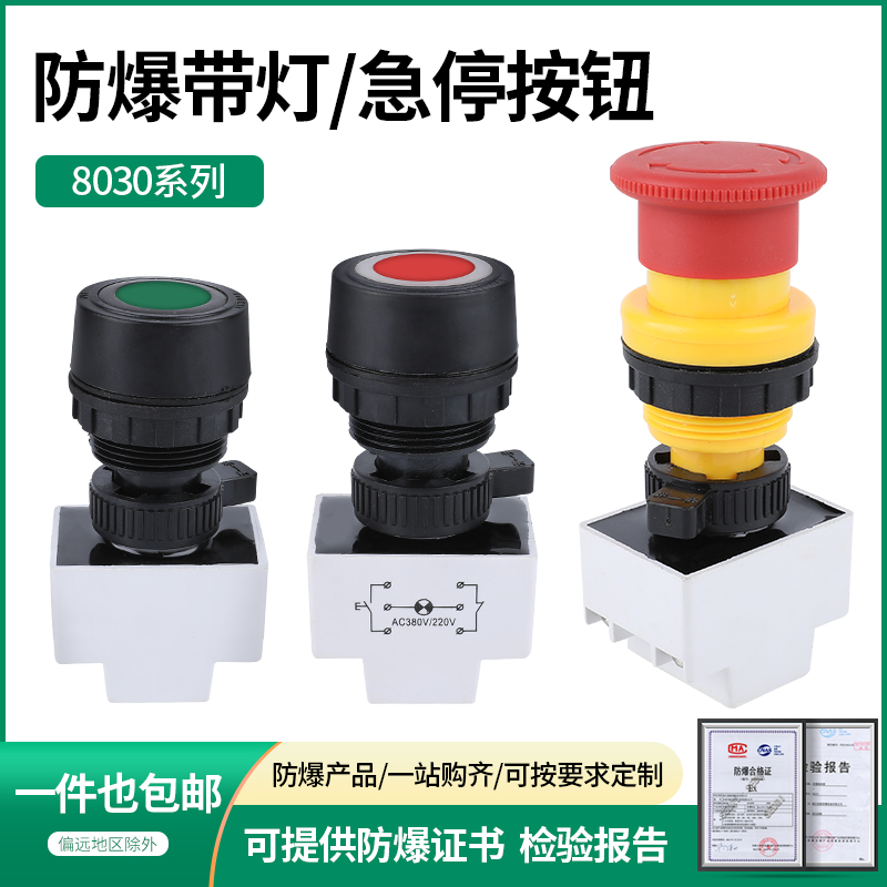 防爆带灯急停防腐不锈钢配电