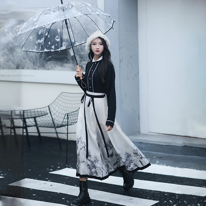 风牵一袖毛呢方领披袄