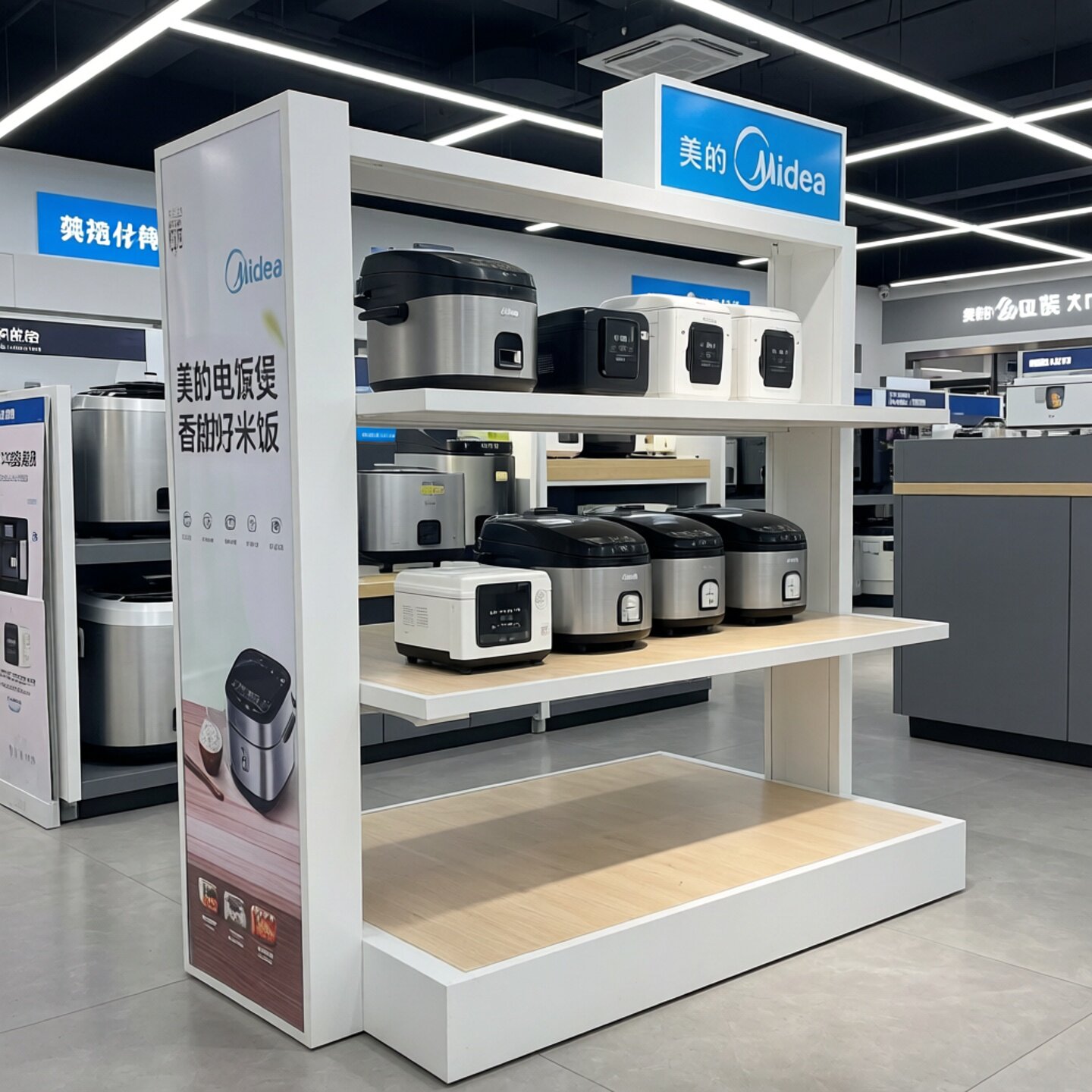 小家电电中岛展示柜可移动