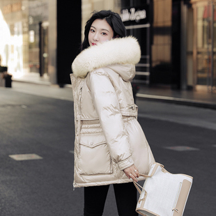 香槟色可拆卸狐狸毛领羽绒服女短款2025冬新款加厚保暖白鸭绒外套