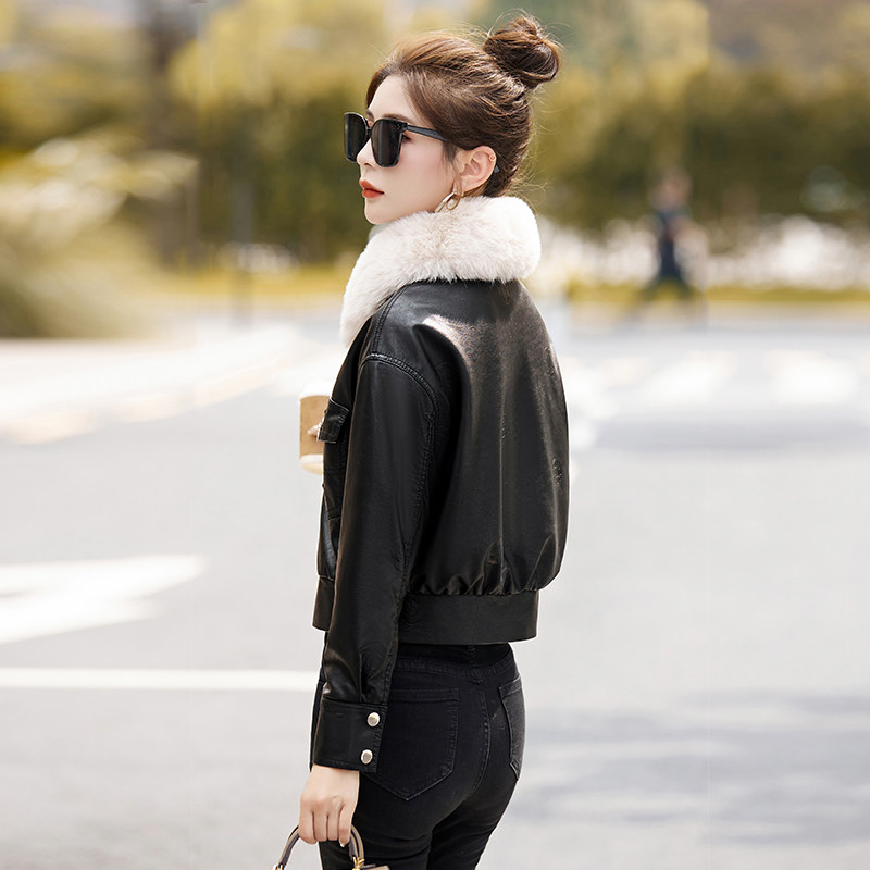 加绒加厚皮衣外套女2026新款爆款小个子短款黑色棉服爆款棉袄夹克
