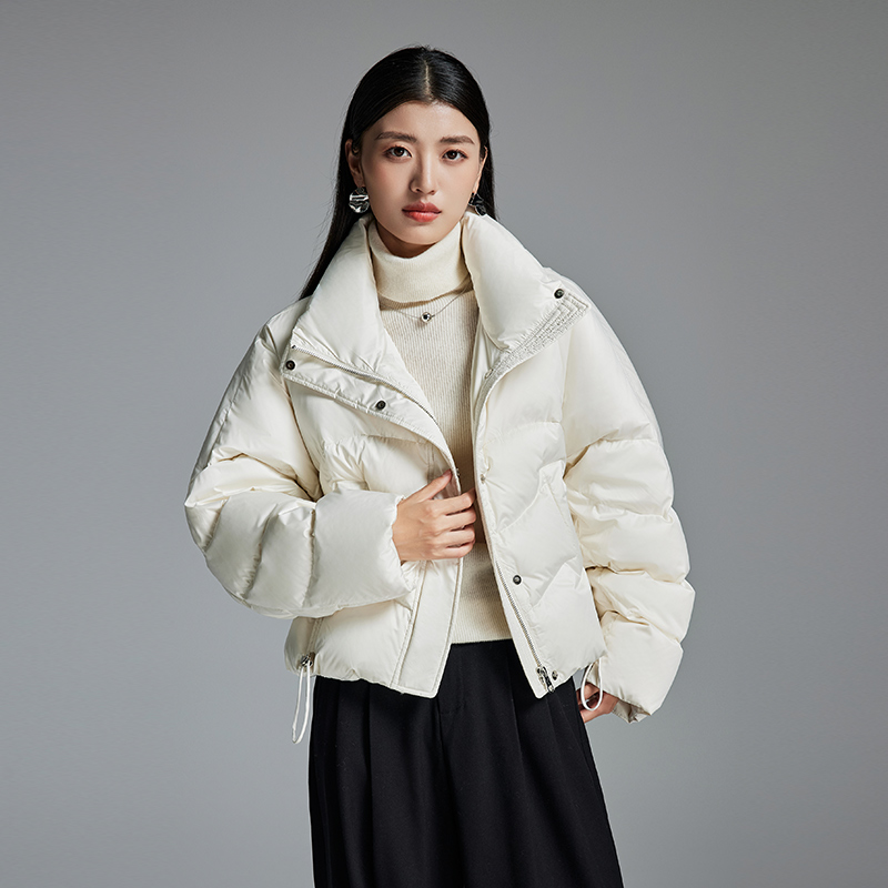 短款羽绒服女款2025新款加厚保暖冬季宽松小个子立领白鸭绒外套女