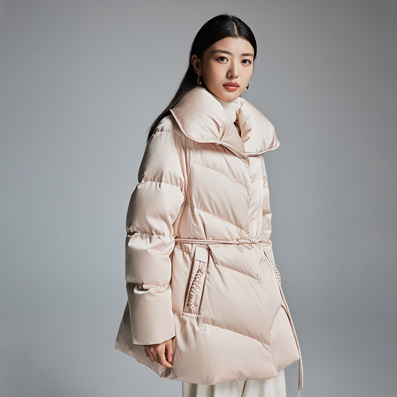 白鸭绒外套冬季羽绒服女中长款修身收腰保暖加厚高级感2025年新款