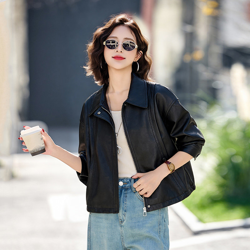 短款皮衣外套女2026春秋新款小个子复古气质翻领宽松PU皮机车夹克,女装/女士精品,皮衣,淘宝优惠券,粉丝福利购,淘宝优惠卷