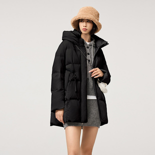 270克加厚95白鹅绒羽绒服冬季女2025新款时尚连帽中长款保暖外套
