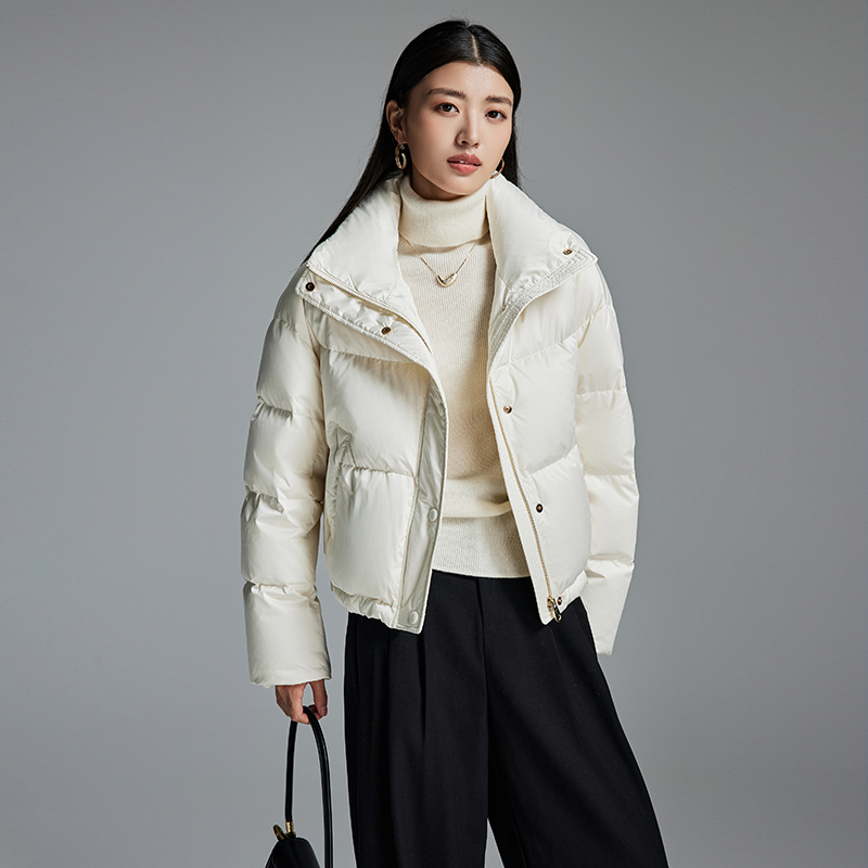 短款加厚羽绒服女款2025新款高级感小个子时尚洋气立领白鸭绒外套