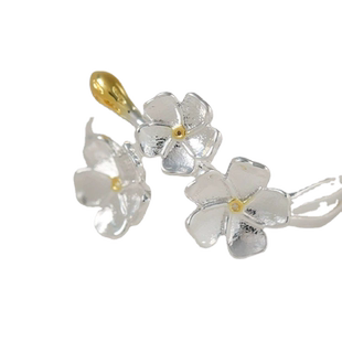 立体花朵戒指银色鸢尾花古风中世纪法式复古宫廷欧式美式开口手饰