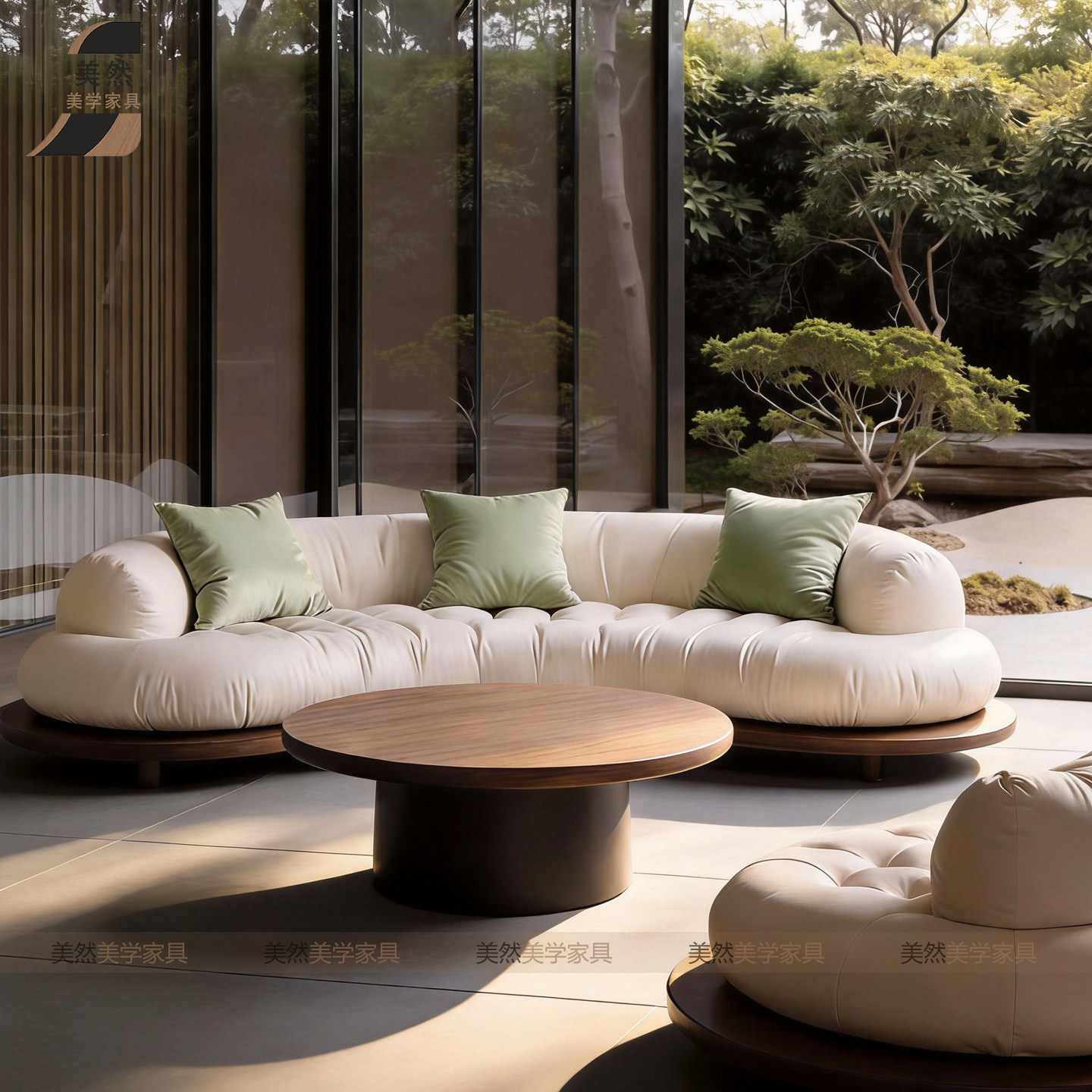 新中式北美黑胡桃木实木圆弧沙发异形小户型月亮创意客厅地台沙发,住宅家具,实木沙发,淘宝优惠券,粉丝福利购,淘宝优惠卷