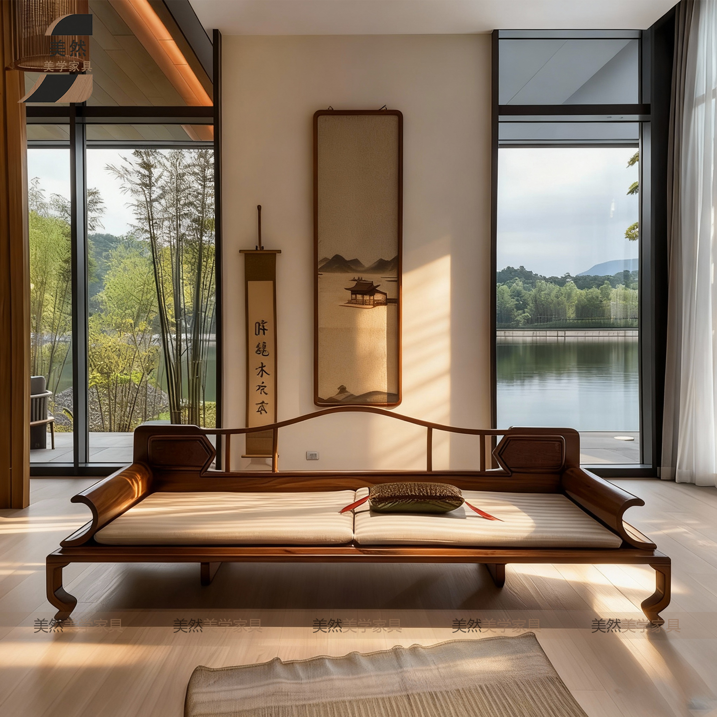 新中式北美黑胡桃实木罗汉床