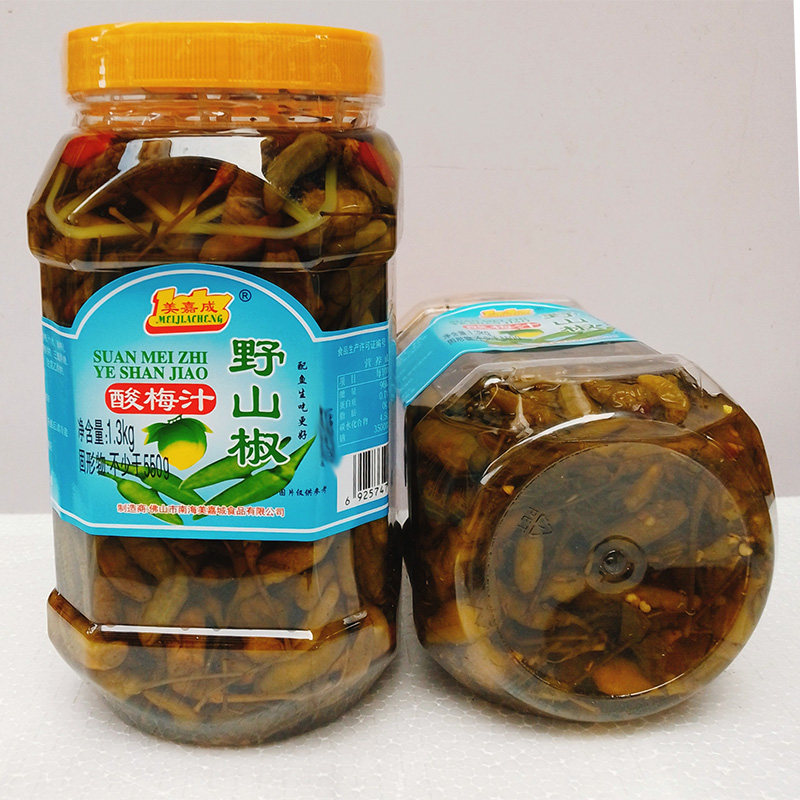 美嘉成酸梅汁野山椒1.3kg 鱼生用冰梅酸甜指天椒小辣椒小米辣泡椒