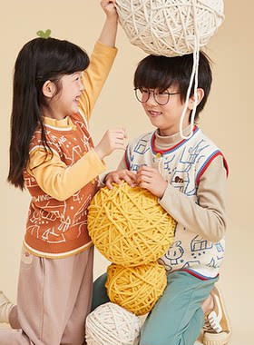 应仔2025春秋儿童马甲男女童毛衣圆领针织背心上衣宝宝坎肩小马褂