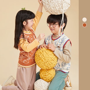 应仔2025春秋儿童马甲男女童毛衣圆领针织背心上衣宝宝坎肩小马褂