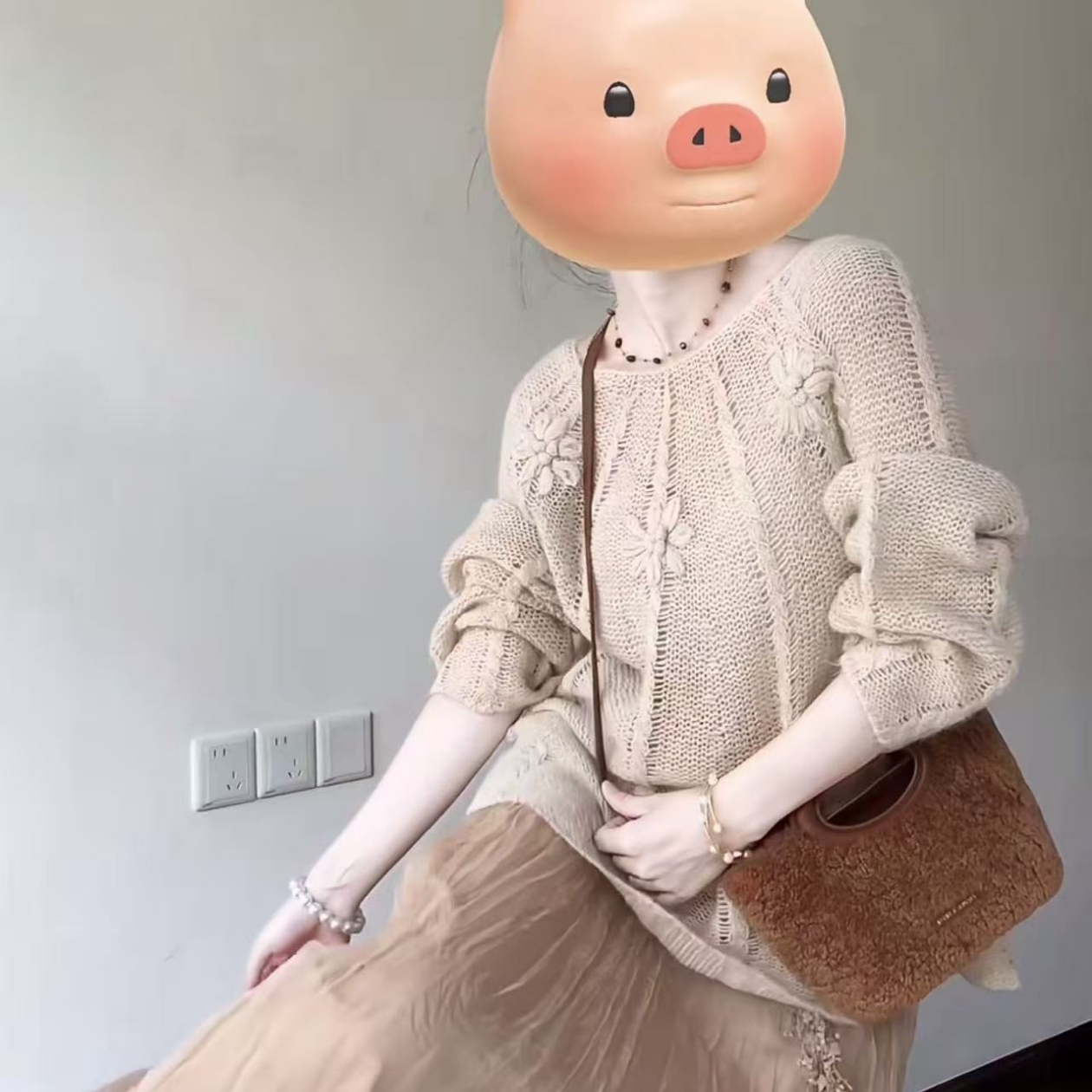巨好看的韩系氛围感早秋穿搭小香风时尚宽松针织衫毛衣女2025新款