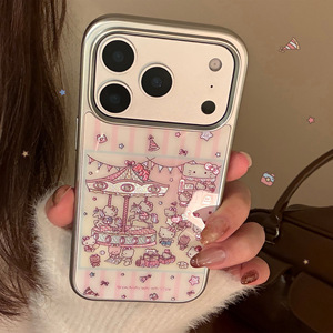 鎏金粉条纹凯蒂猫咪手机保护壳
