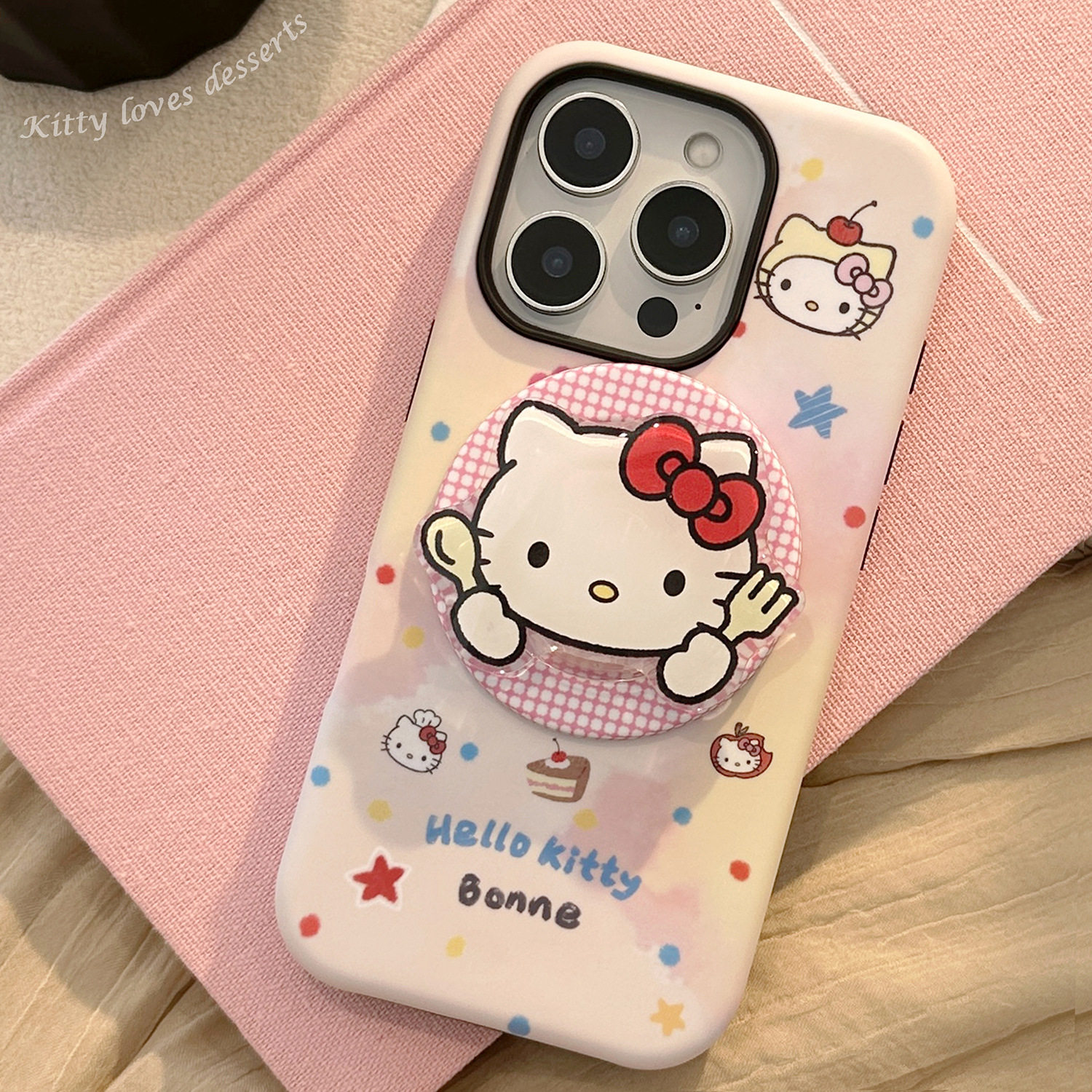 少女粉猫咪磁吸支架手机保护壳