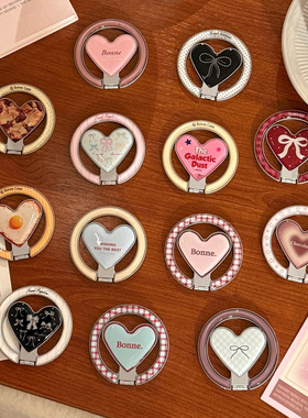 韩系个性爱心磁吸支架适用苹果/华为手机壳懒人通用n52强磁吸支架