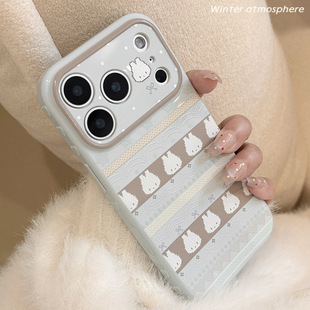 【智能AI相机键包裹】萌系ins费尔岛蓝色小兔适用苹果17手机壳新款iPhone17promax可爱女款16PM全包软壳17PRO