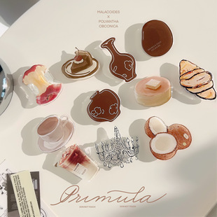 韩系个性创意牛角包咖啡杯支架适用苹果16手机壳伸缩折叠懒人支架