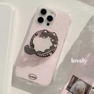 双层imd泼墨猫咪磁吸支架适用苹果17手机壳iPhone17promax好看的手机壳17AIR小众13网红14爆款16手机保护壳套