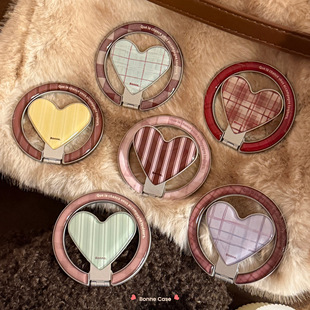 个性撞色复古条纹适用苹果/华为手机壳MagSafe强磁合金手机壳支架