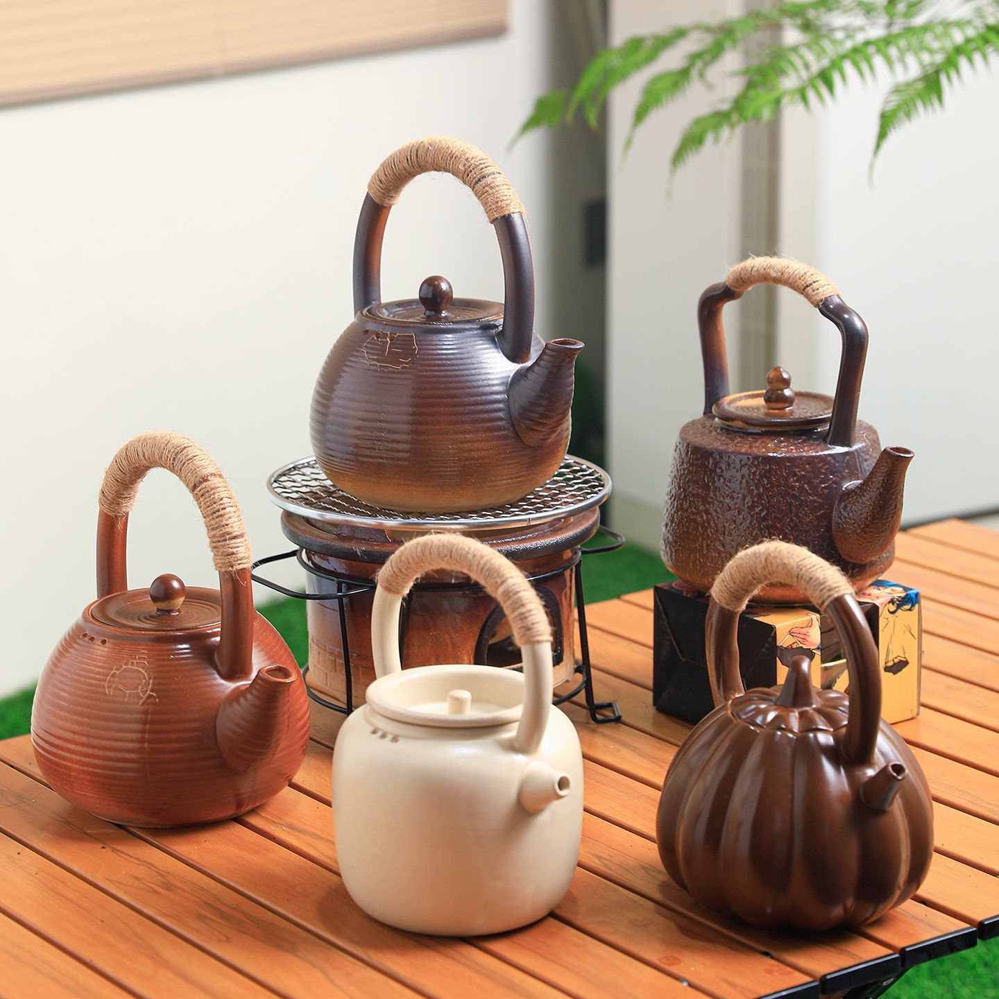 围炉煮茶壶炭火茶炉取暖炭烧茶炉煮茶器炭炉陶瓷户外提梁茶壶